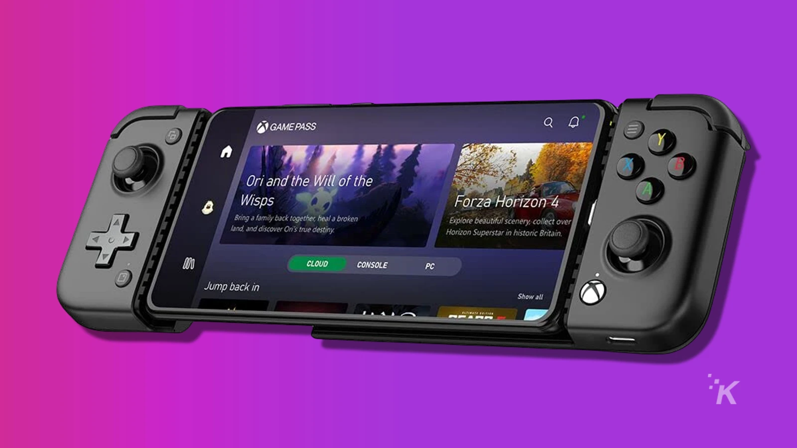 gamesir x2 xbox mobile يد تحكم على خلفية بنفسجية