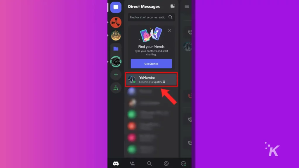 discord mobile pilih pesan langsung
