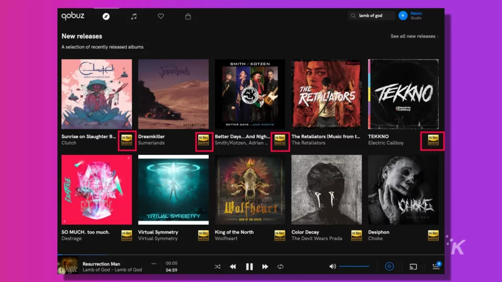 serviciu de streaming bibliotecă hi res