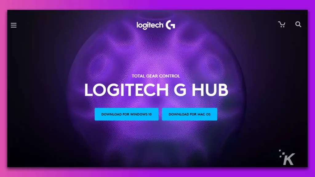 página do hub logitech g