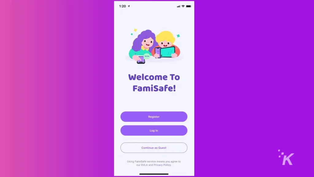 Login de convidado do aplicativo Wondershare FamiShare