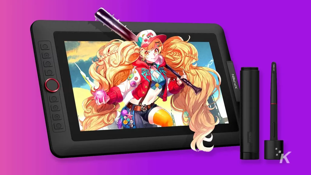Artis 13.3 Pro Tablet dengan latar belakang ungu