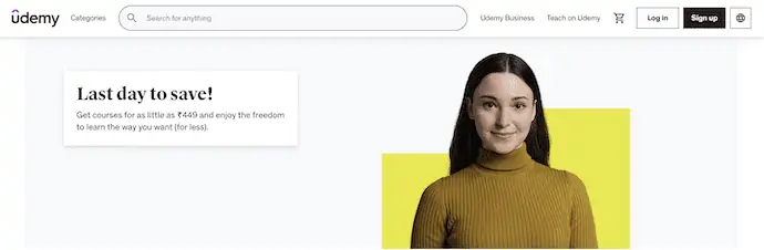 Página de inicio de Udemy
