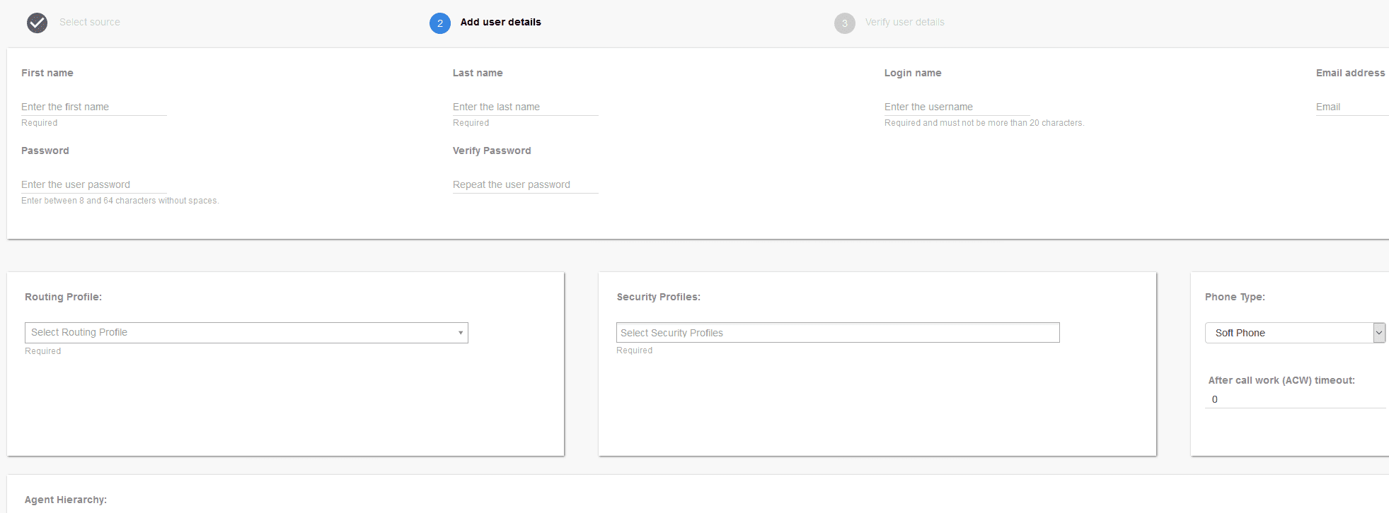 Amazon Connect Aggiungi nuovo menu utente