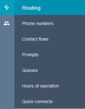 Menu di instradamento Amazon Connect