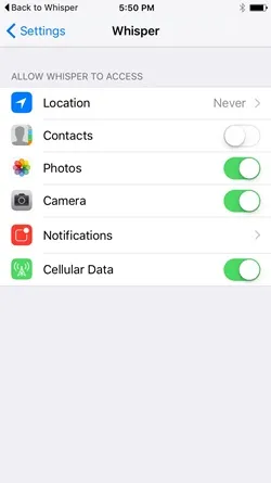 Расположение Whisper iOS