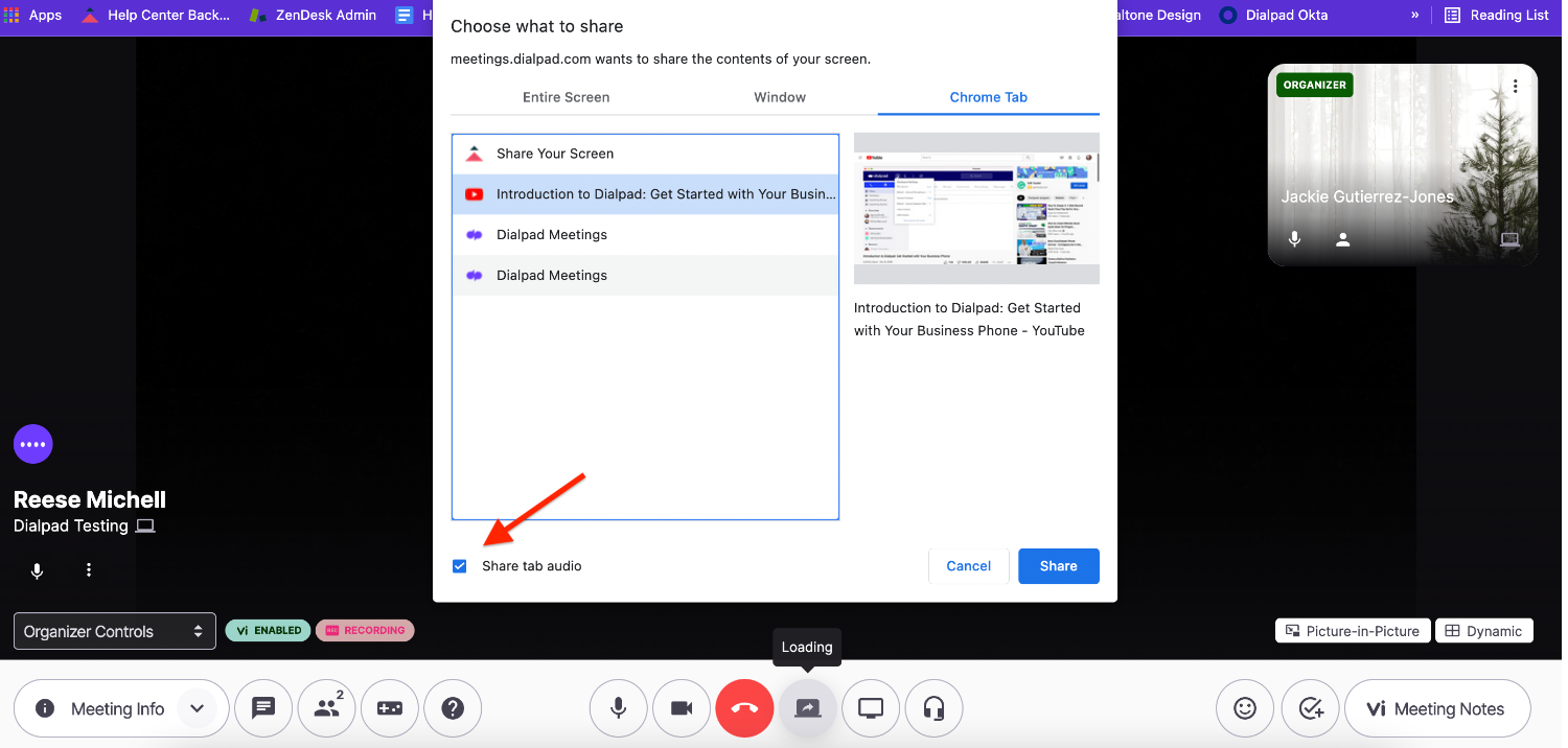 Dialpad Meeting Screenshare