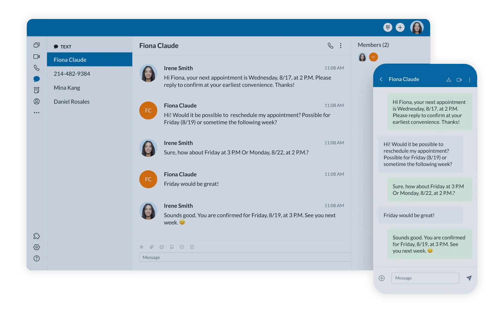 Mesaje text pentru afaceri RingCentral