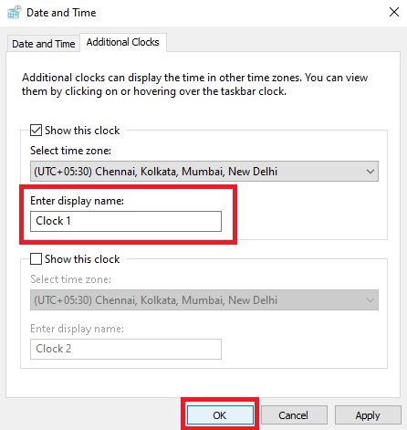 edit the name of the second clock