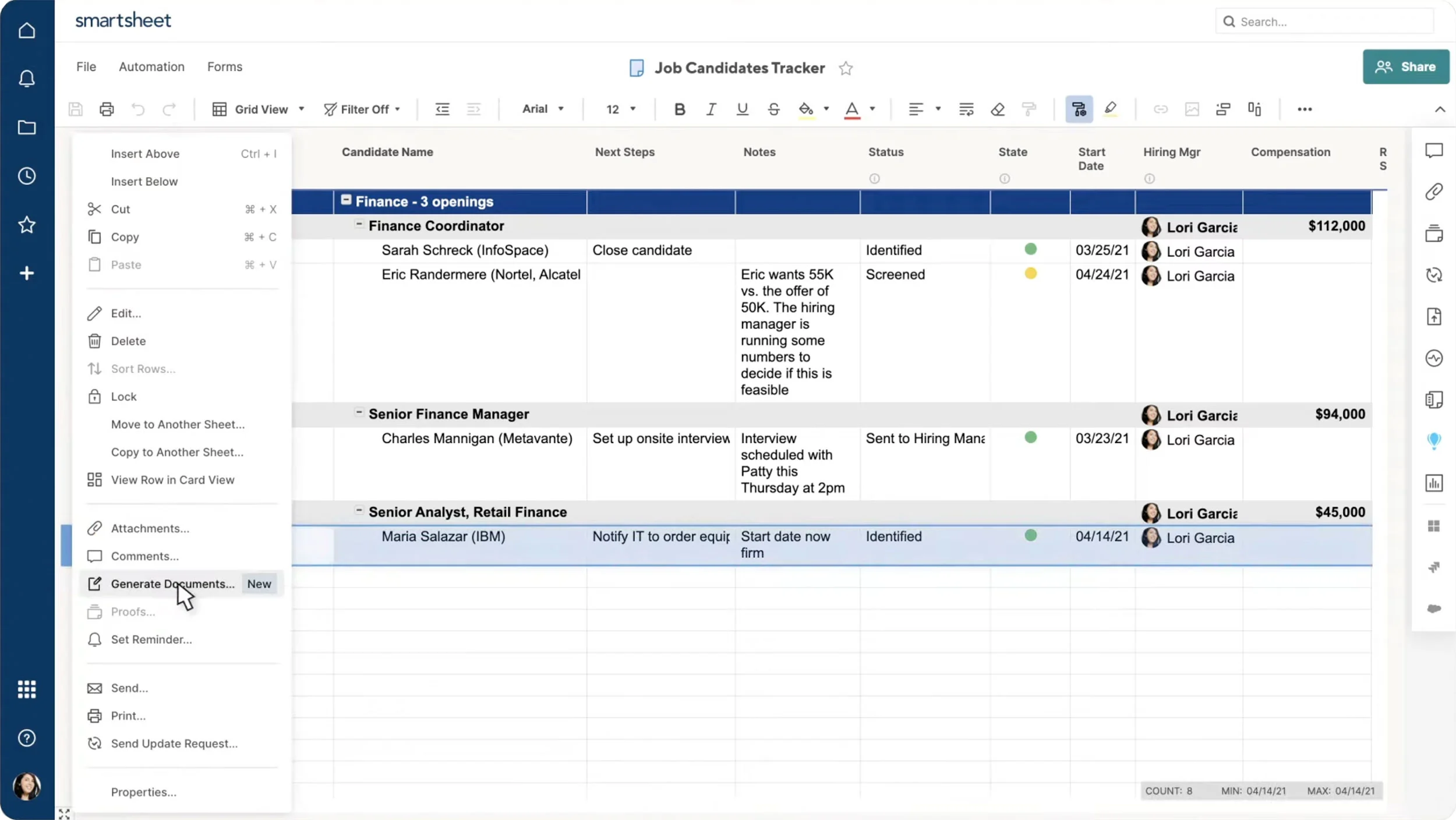Smartsheet Document Builder. منشئ المستندات الذكي
