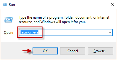 Input resmon in the run box
