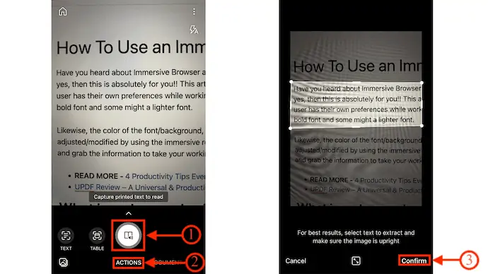 Numériser des documents dans l'objectif Microsoft