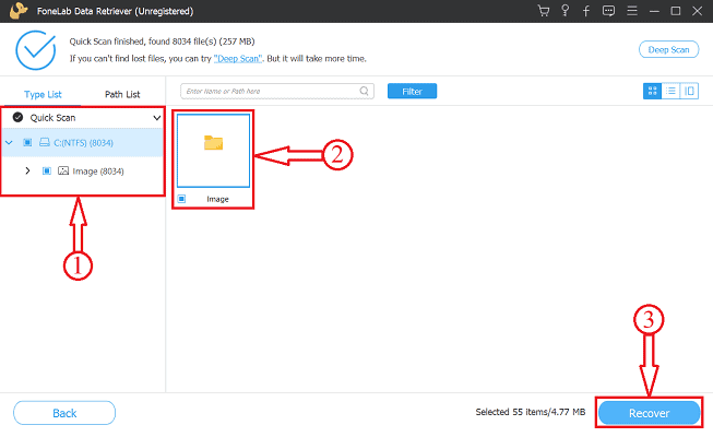 Selezionare per recuperare i file su FoneLab Data Retrieve Sofrware