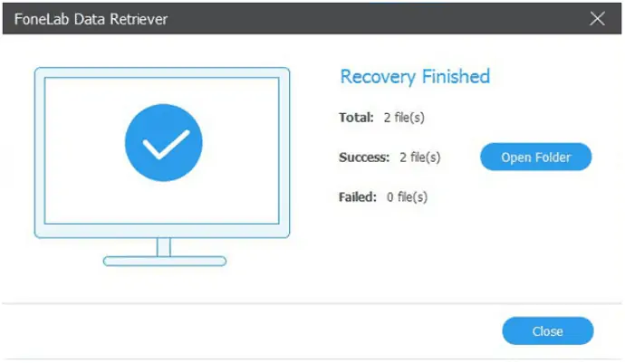 Recupero finale in FoneLab Data Retrieve