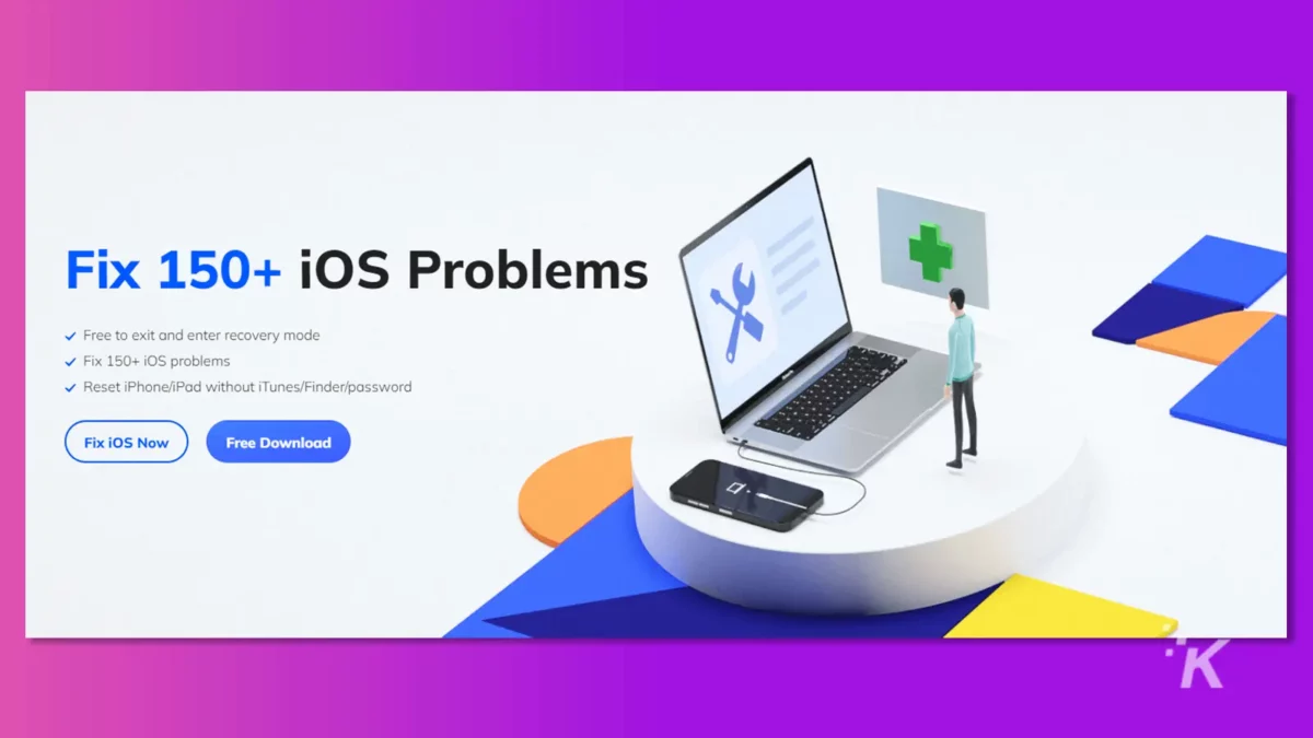 Screenshot della correzione del sistema UltFone iOS per il programma del telefono su sfondo viola