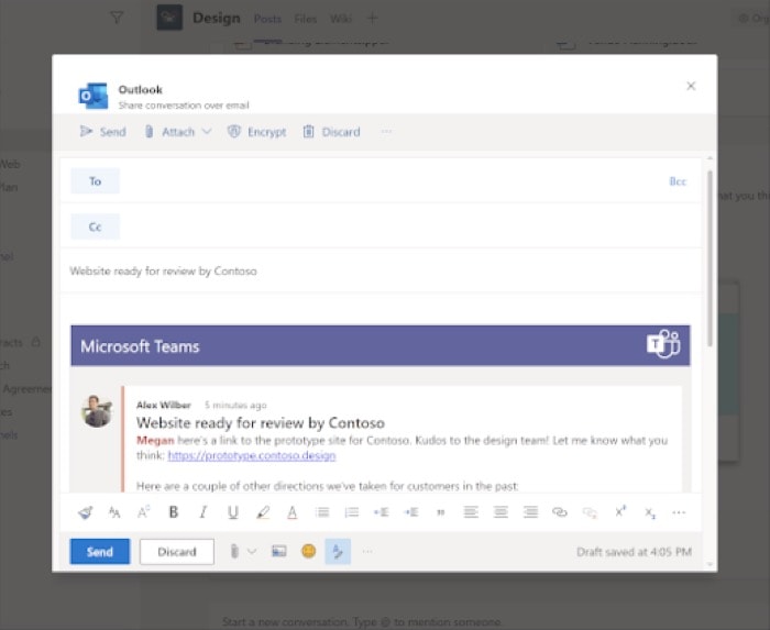 Partager le chat sur Outlook Top 15 Microsoft Teams Tips and Tricks You Should Know - Share Chat over Outlook