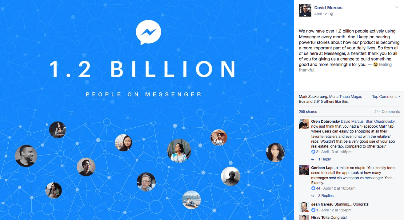 FB Messenger'da 1,2 milyar