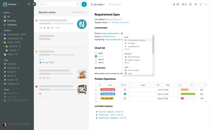 Nimbus Note editor