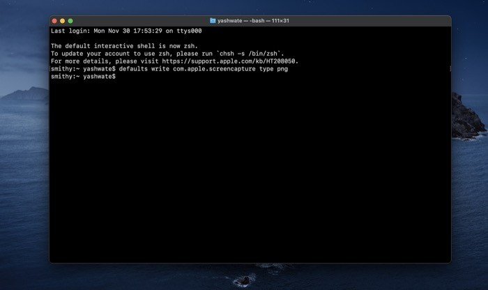 Change screnshot capture (image) format