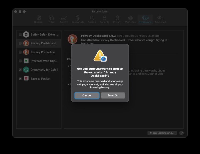Enable Safari Extensions 