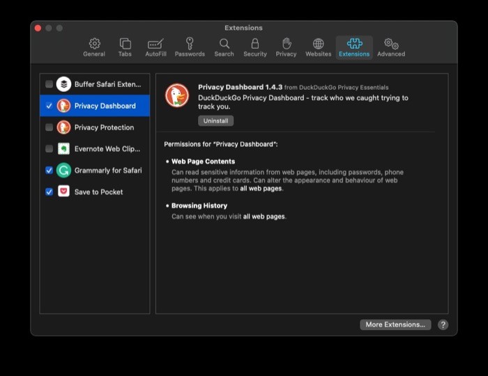 Enable Safari Extensions 
