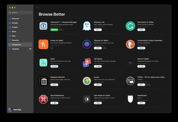 Installing Safari Extensions 