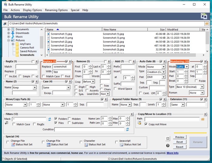 Batch rename files (Bulk Rename Utility)