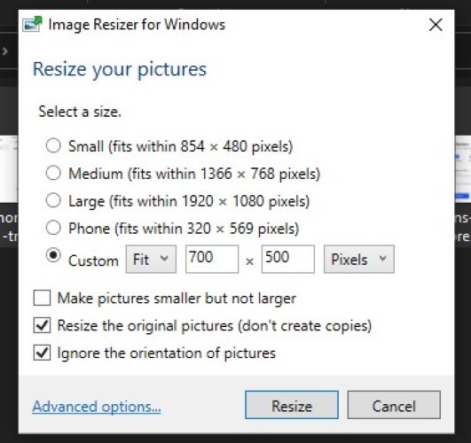 Bulk resizing images (ImageResizer)