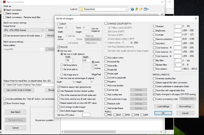 Bulk resizing images (IrfanView)
