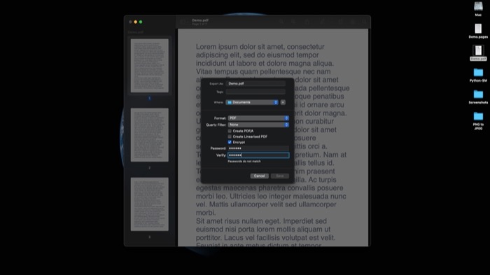 Password protect PDFs using Preview