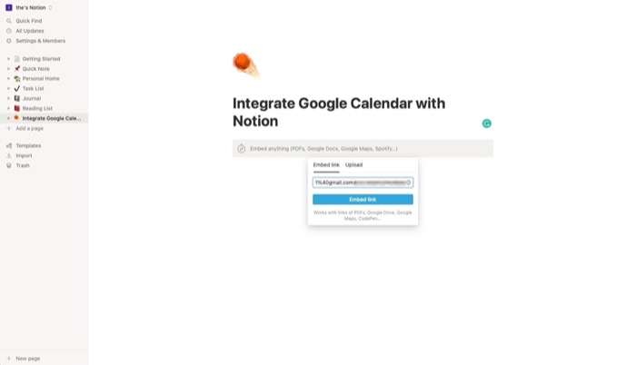 Integrate Google Calendar with Notion