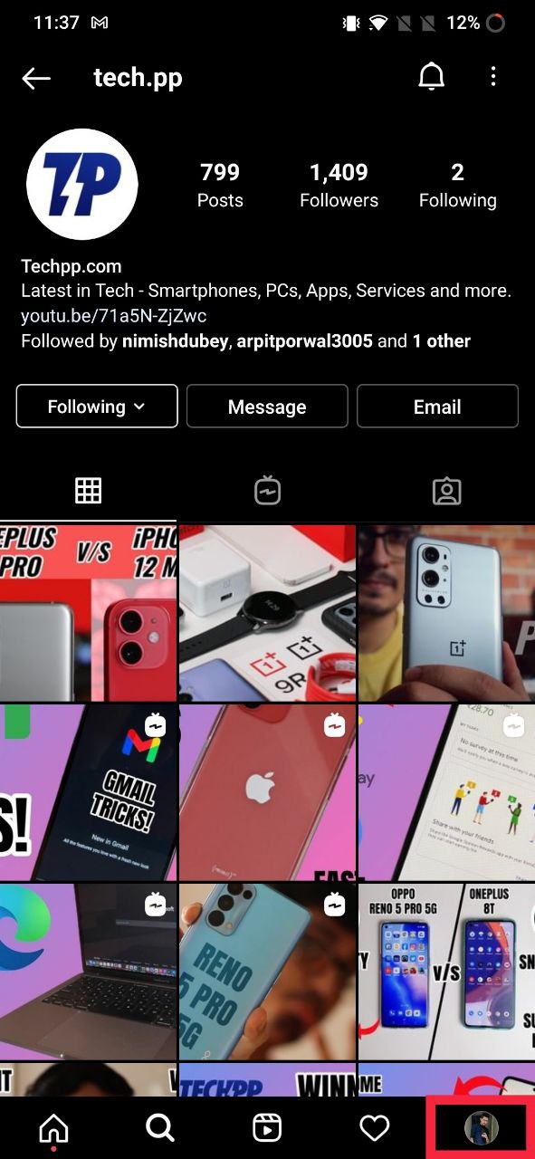 Instagram profile
