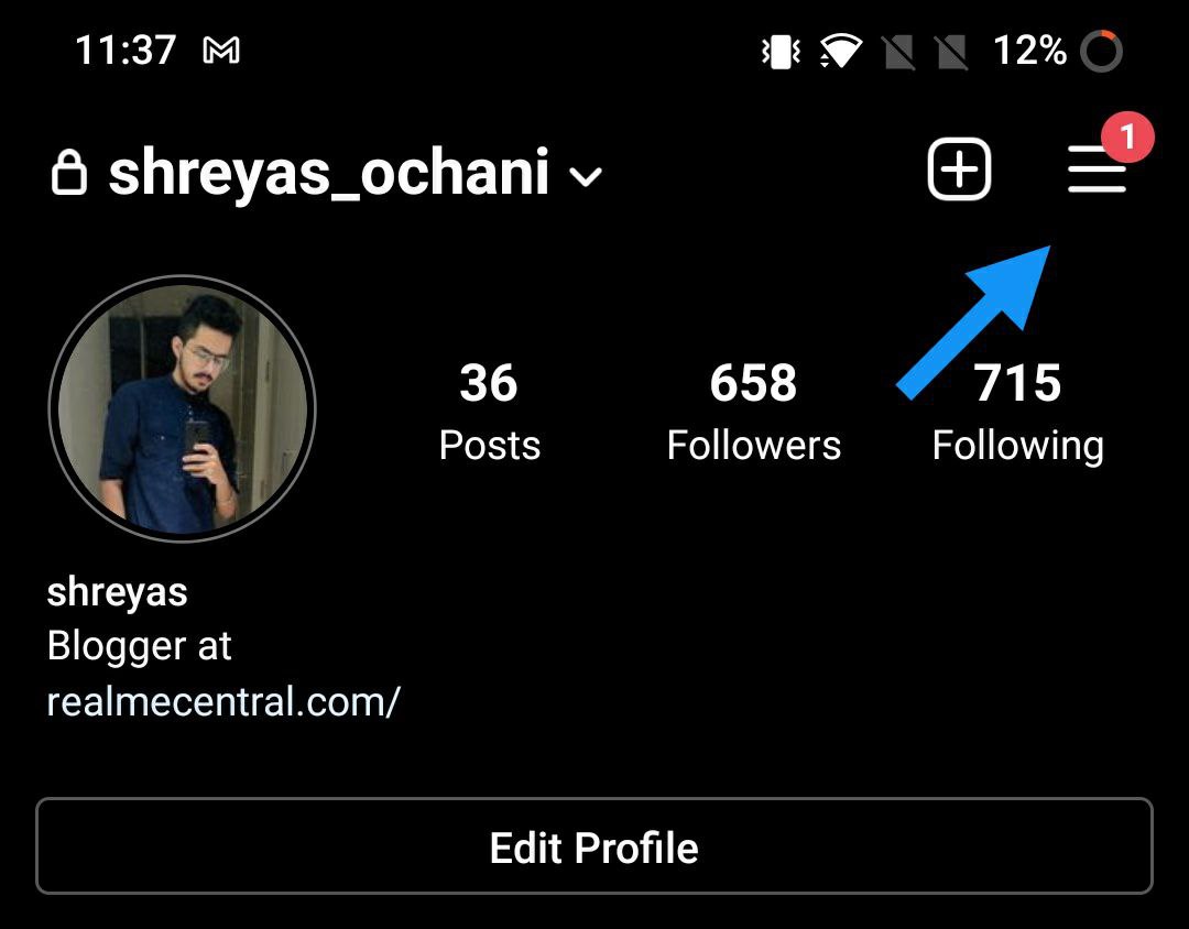 Instagram profile setting