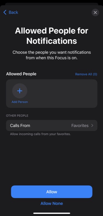 configuring focus mode in iOS 15