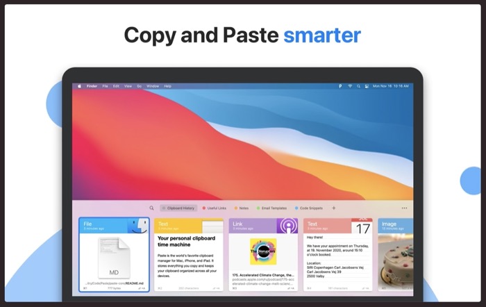 لصق مدير حافظة Mac Paste Mac clipboard manager