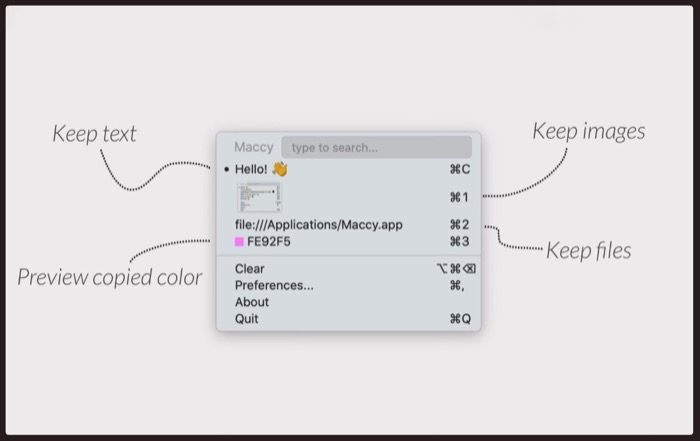 Maccy Mac مدير الحافظة Maccy clipboard manager