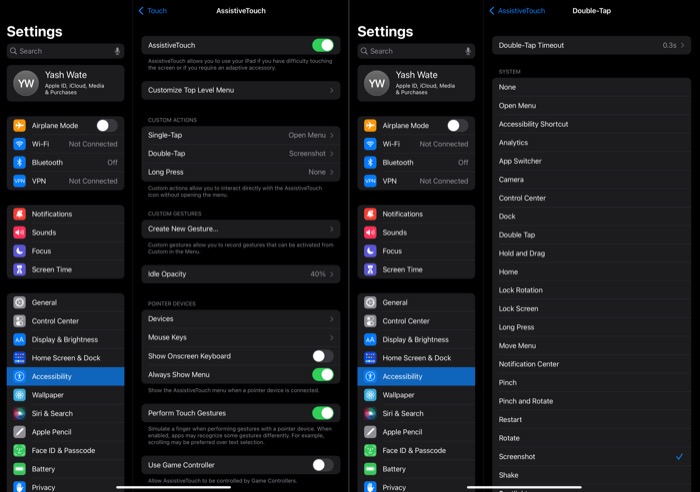 capture screenshot on iPad using AssistiveTouch
