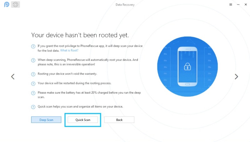 Retrieve deleted phone numbers quick scan