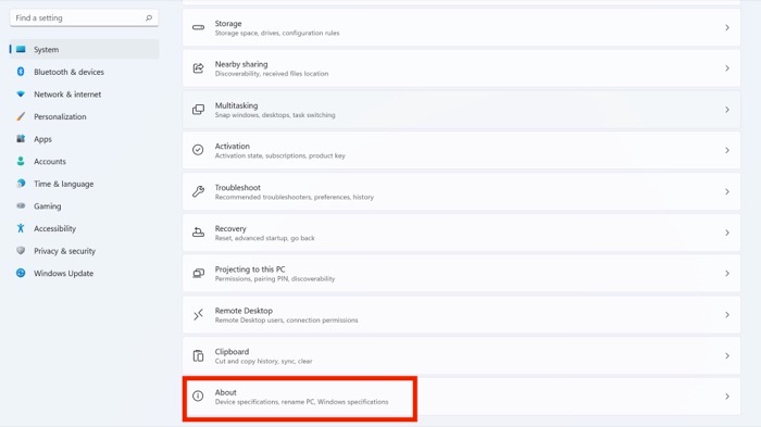 about settings