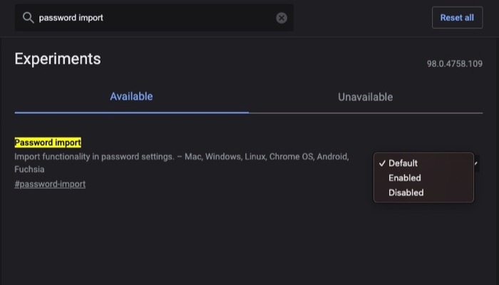 import passwords to Chrome