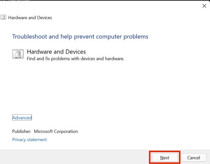 hardware troubleshooter