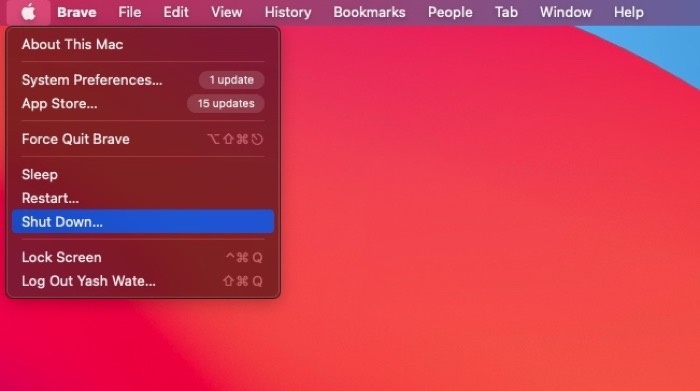 shut down Mac