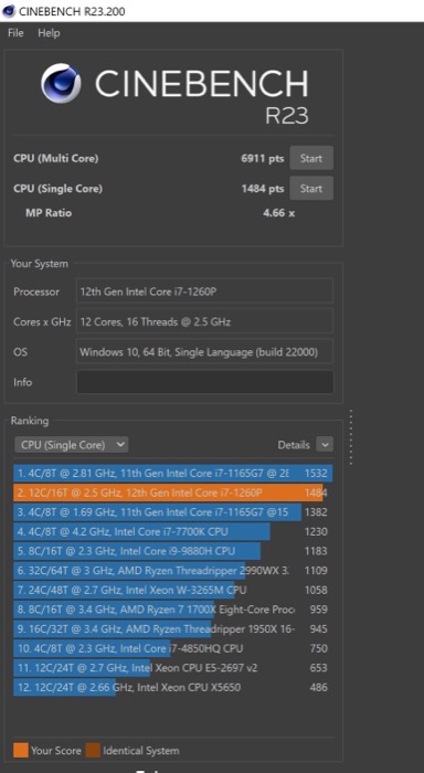 Cinebench Asus Zenbook 14