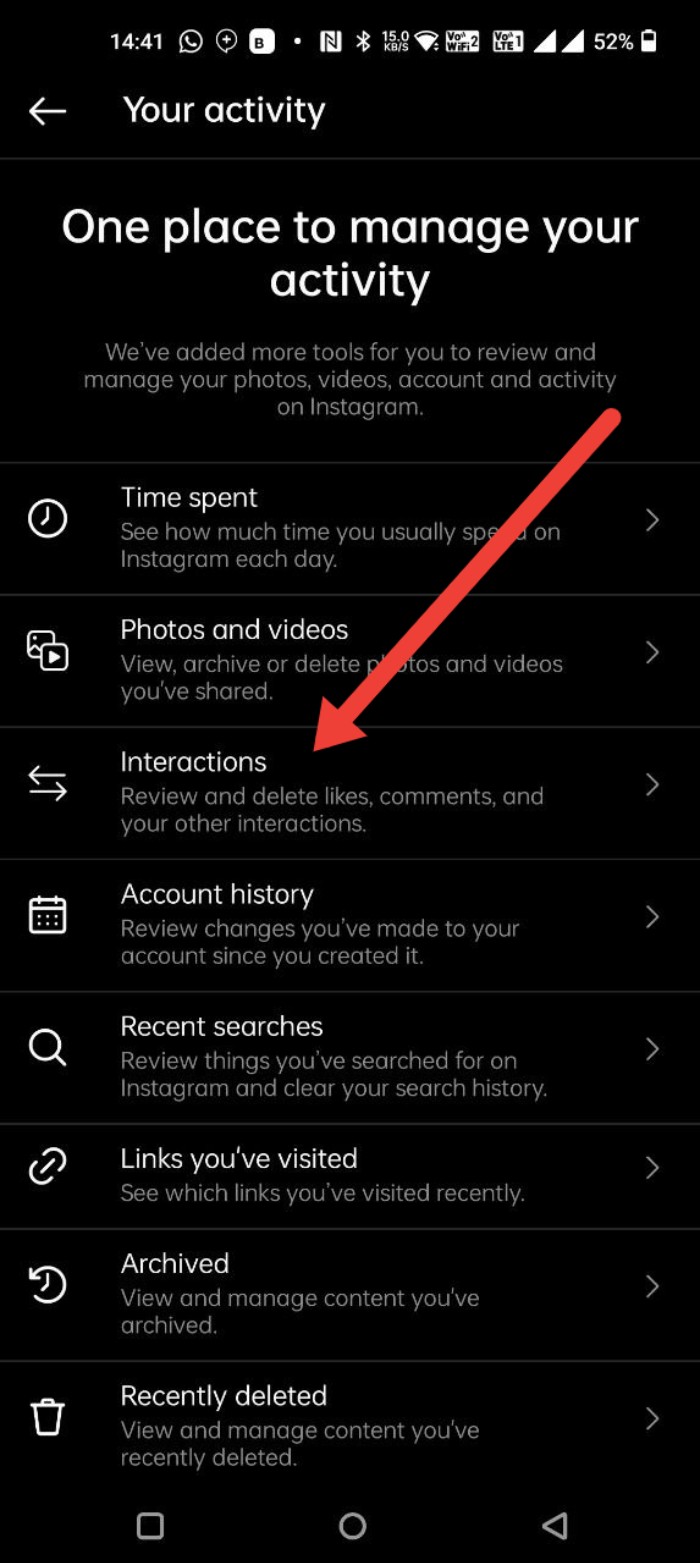 liked posts on Instagram android app step 4