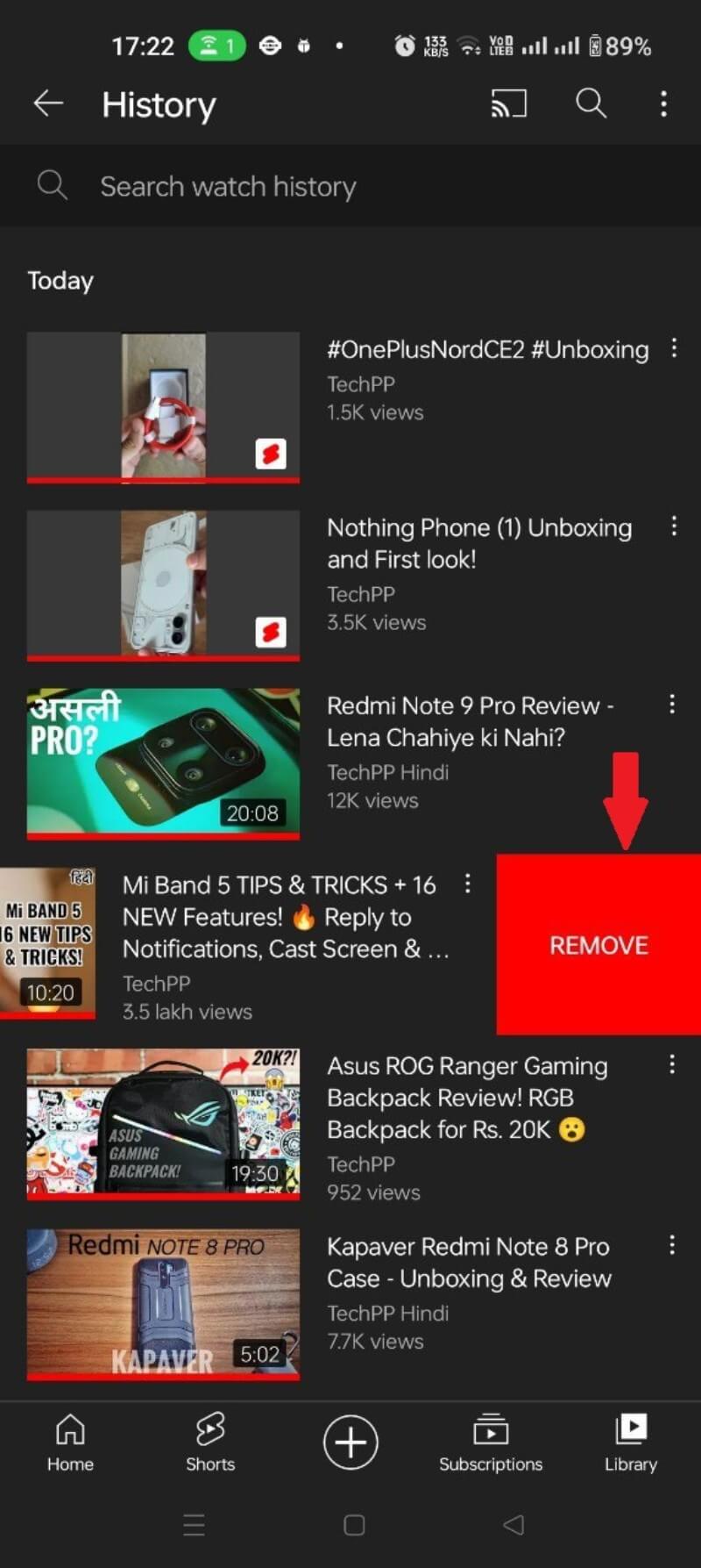 view and delete youtube watch history android step 4
