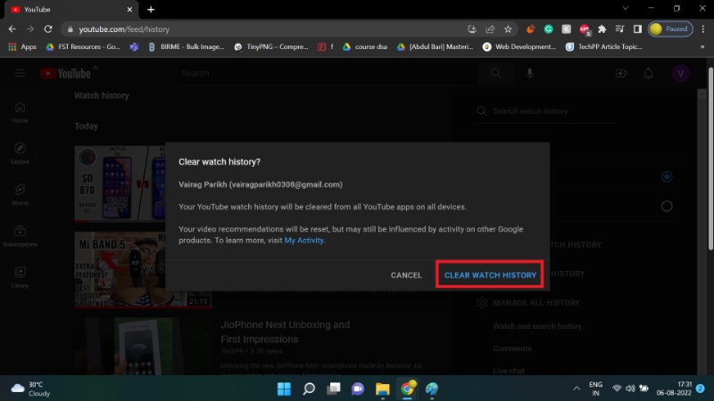 view and delete watch youtube history on windows step 6