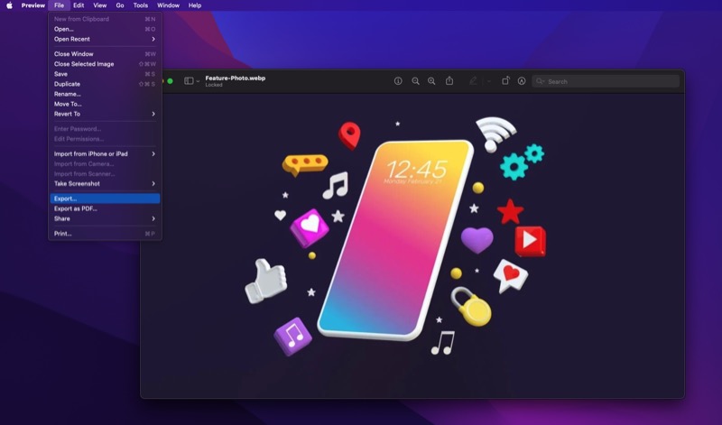 finder export options on mac