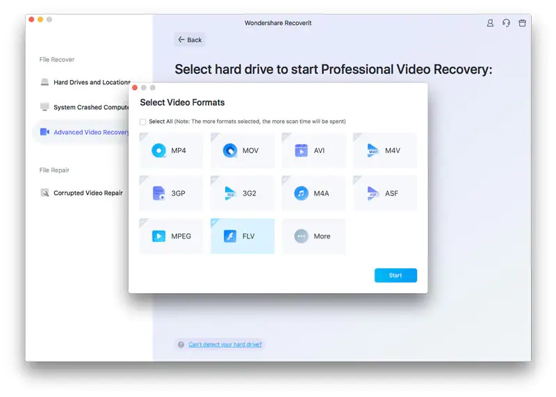 selecting video format