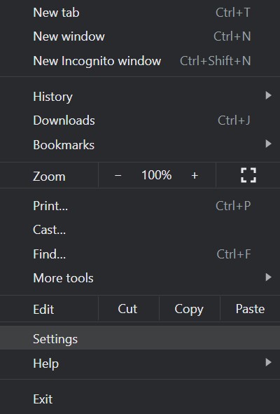 Chrome settings