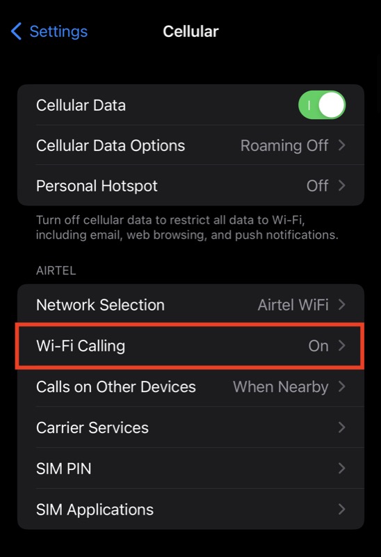 wifi calling setting 